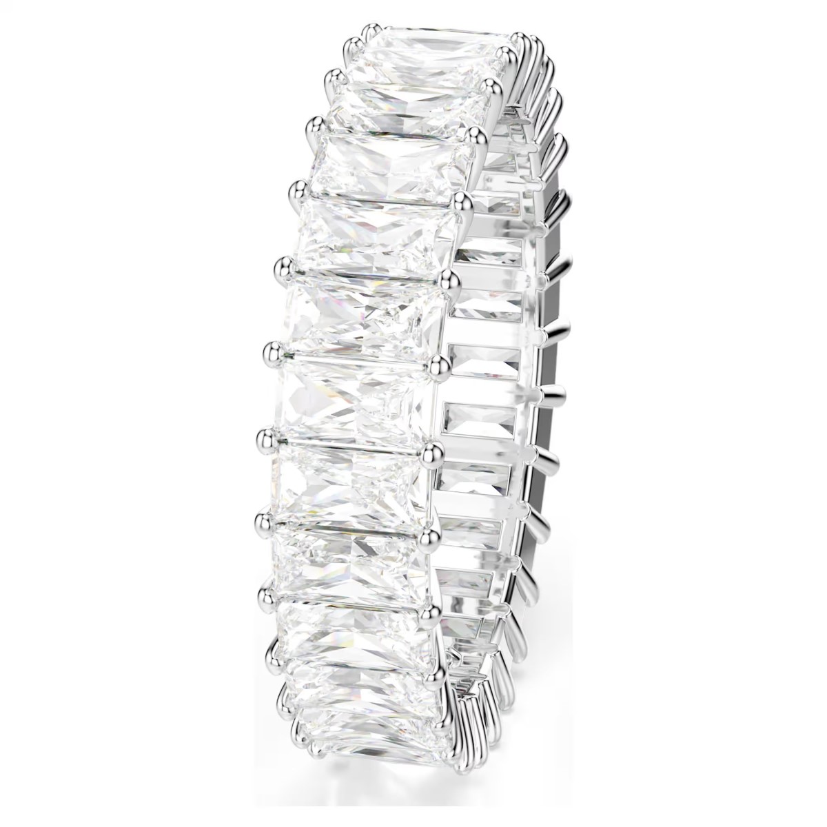 Swarovski Matrix Ring Baguette Cut - White with Rhodium Plating