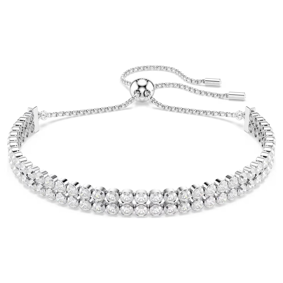 Swarovski Double Tennis Slider Bracelet - White with Rhodium Plating 5678252
