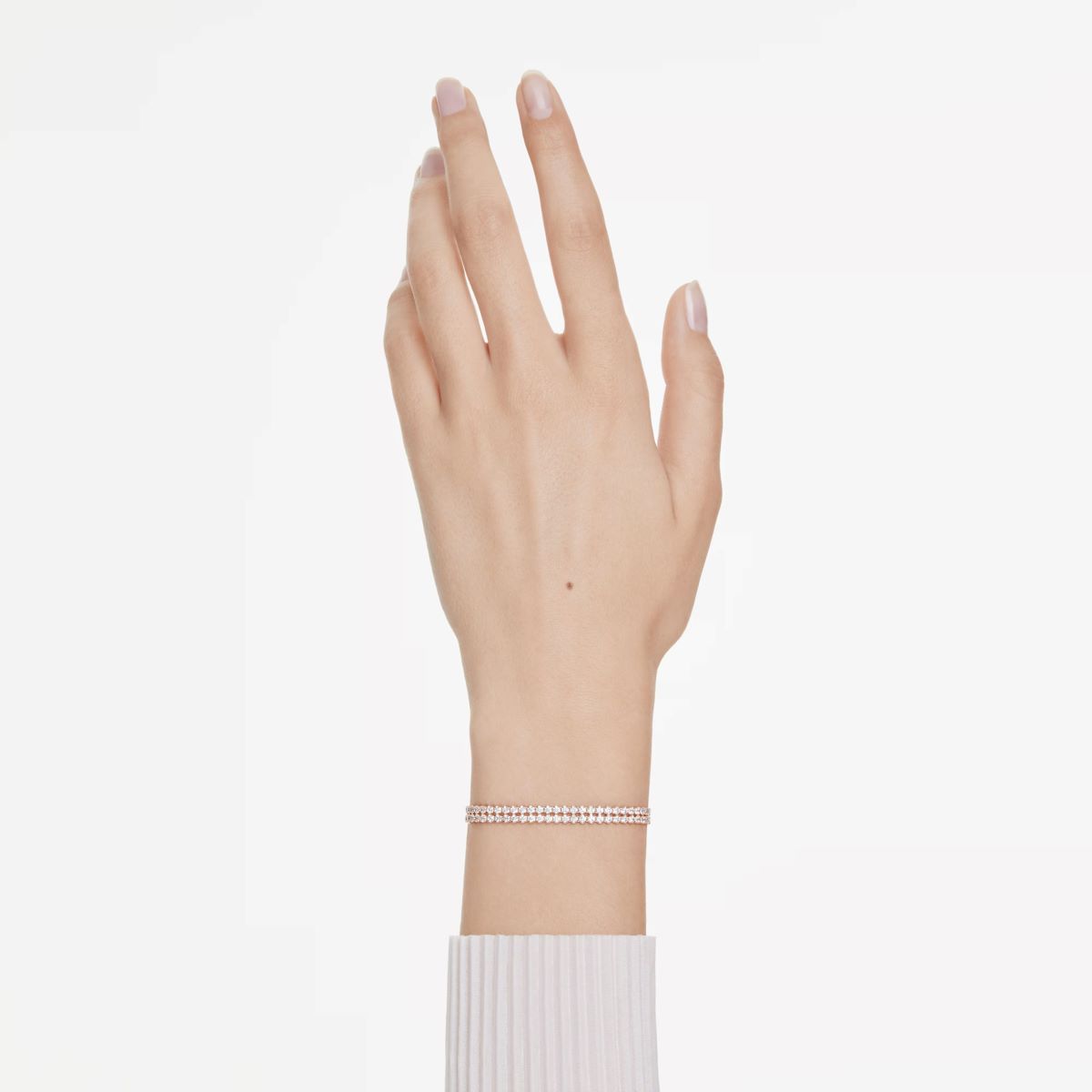 Swarovski Matrix Double Tennis Slider Bracelet - White with Rose Gold Tone Plating - 5677823