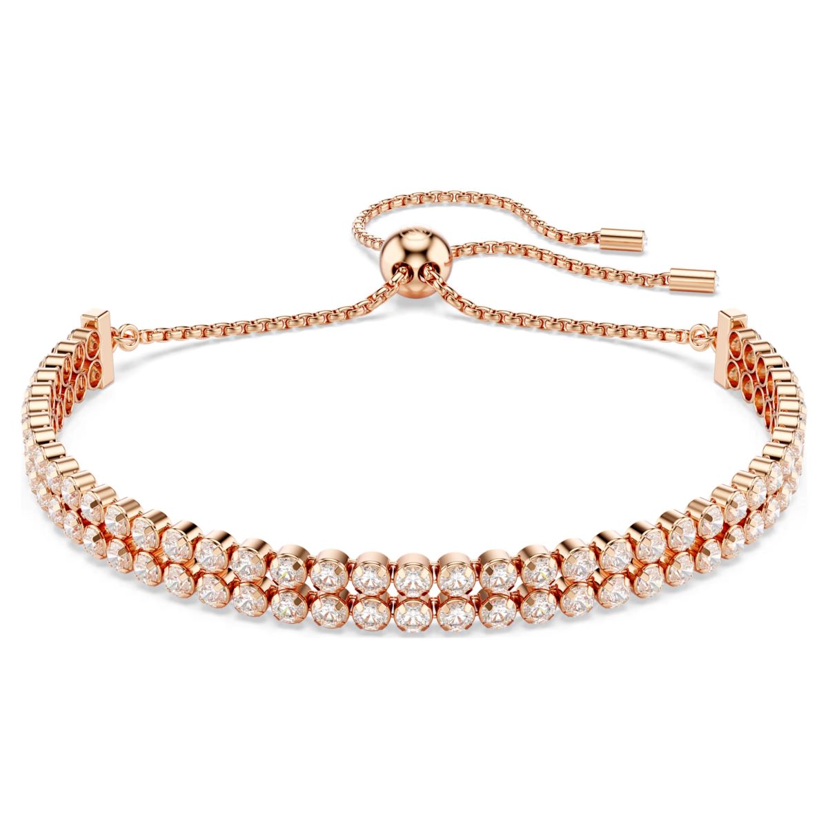 Swarovski Matrix Double Tennis Slider Bracelet - White with Rose Gold Tone Plating - 5677823