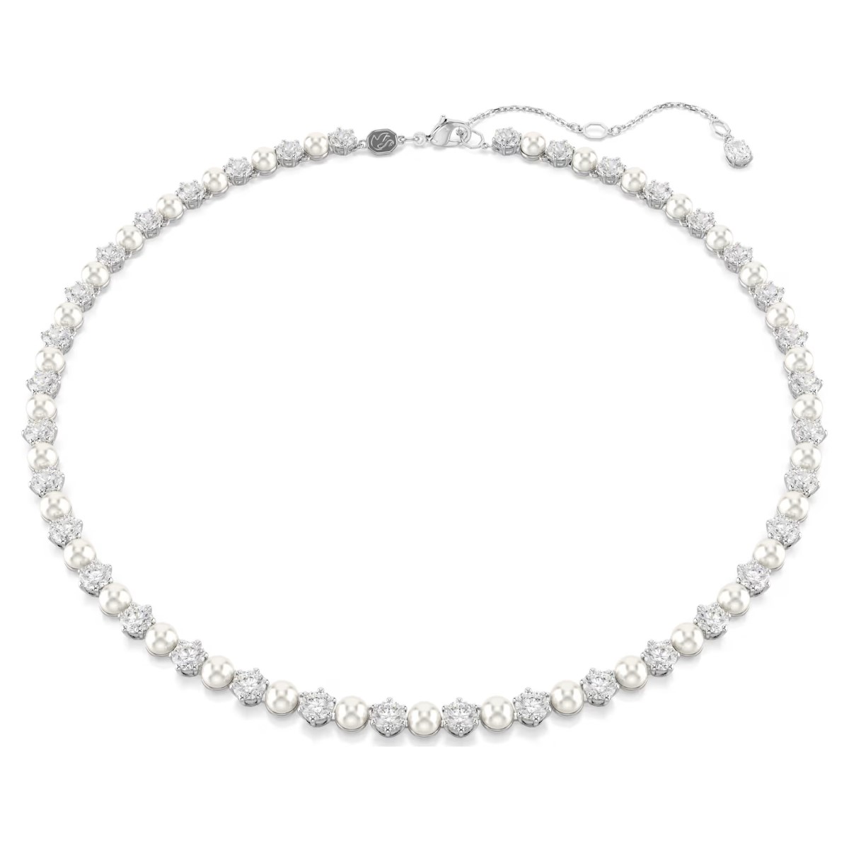 Swarovski Matrix Tennis Necklace Crystal Pearl - White Rhodium Plated 5689623