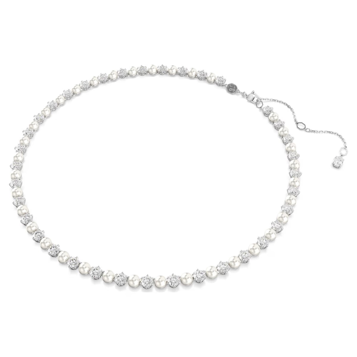 Swarovski Matrix Tennis Necklace Crystal Pearl - White Rhodium Plated 5689623