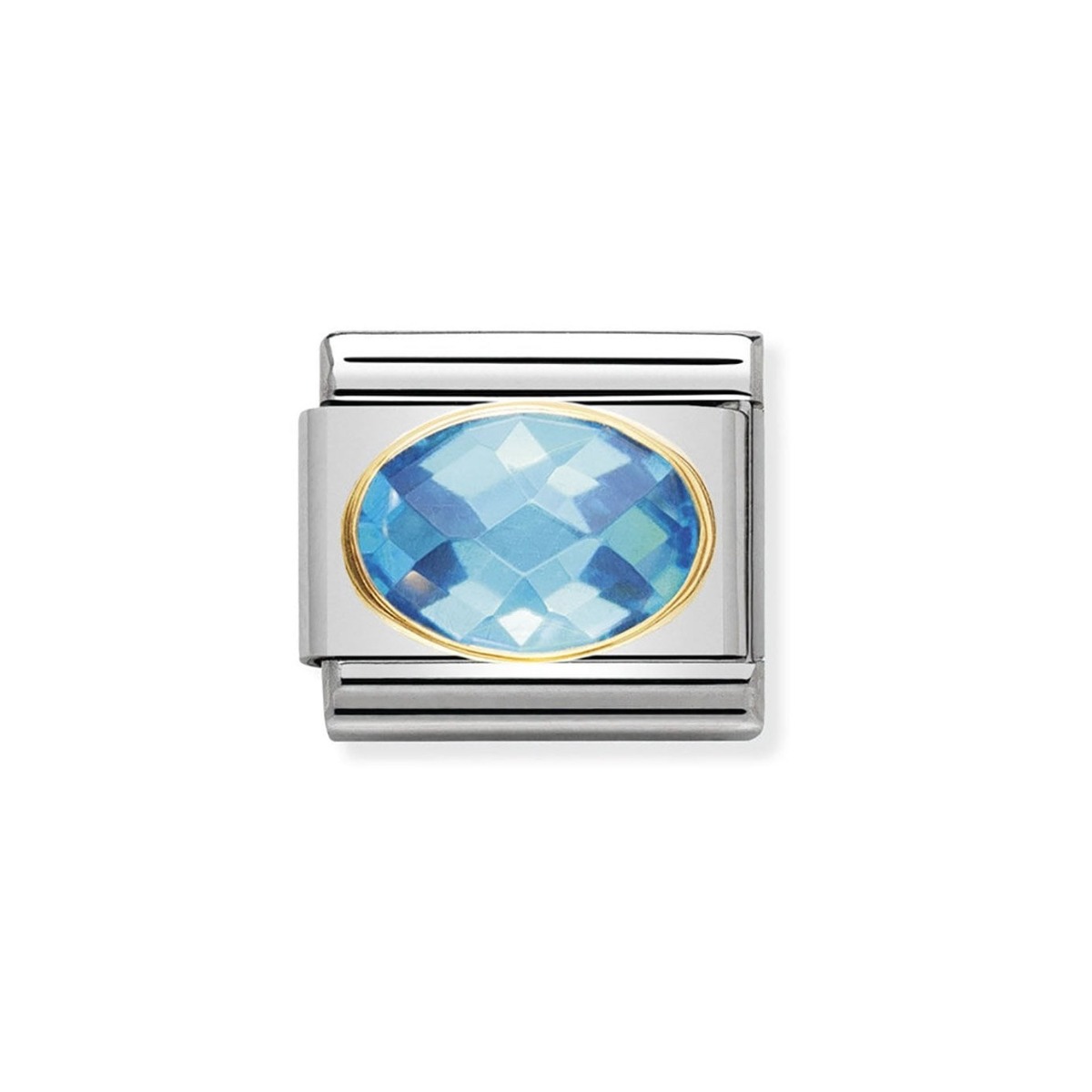 Nomination Classic Faceted Light Blue Zirconia Charm - 18k Gold Setting