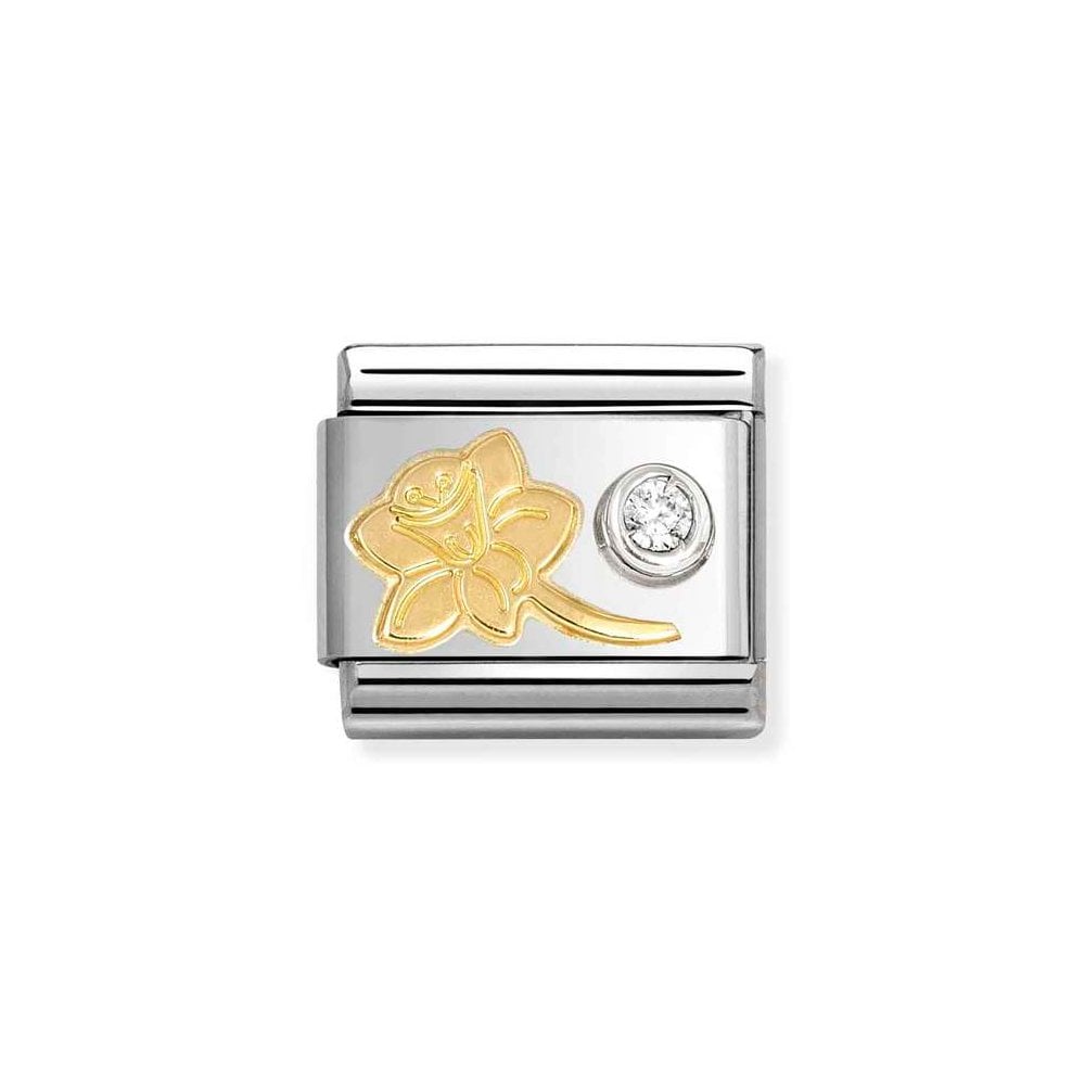 Nomination Classic Gold and Silver Narcissus and Zirconia Charm 630301/05