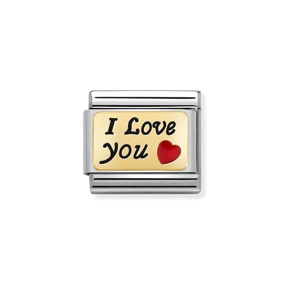 NOMINATION Composable Classic PLATES Steel, Enamel and 18K Gold I Love You  030284_55