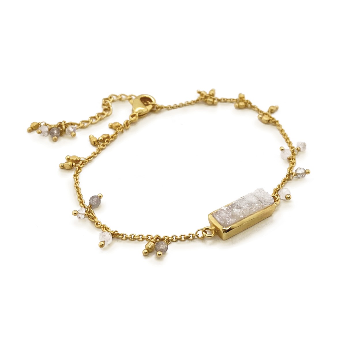 Sarah Alexander Pebble Bay White Druzy and Gem Bead Bracelet