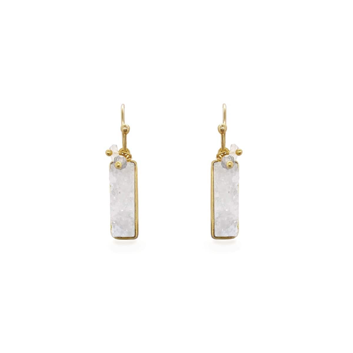 Sarah Alexander Pebble Bay White Druzy and Gem Bead Earrings