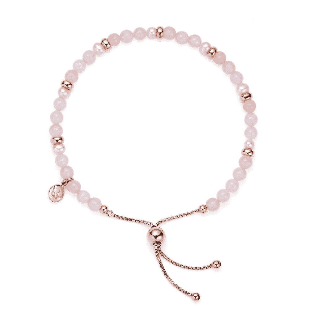 Jersey Pearl Sky Bracelet - Scatter Style in Rose Quartz