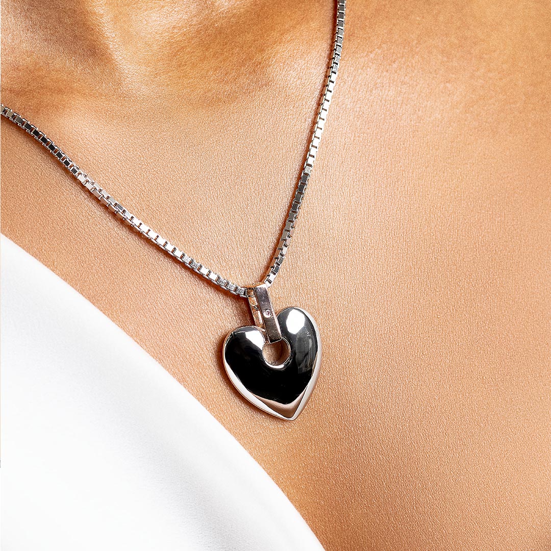 Clogau Cariad Silver and Diamond Big Heart Pendant SCA010