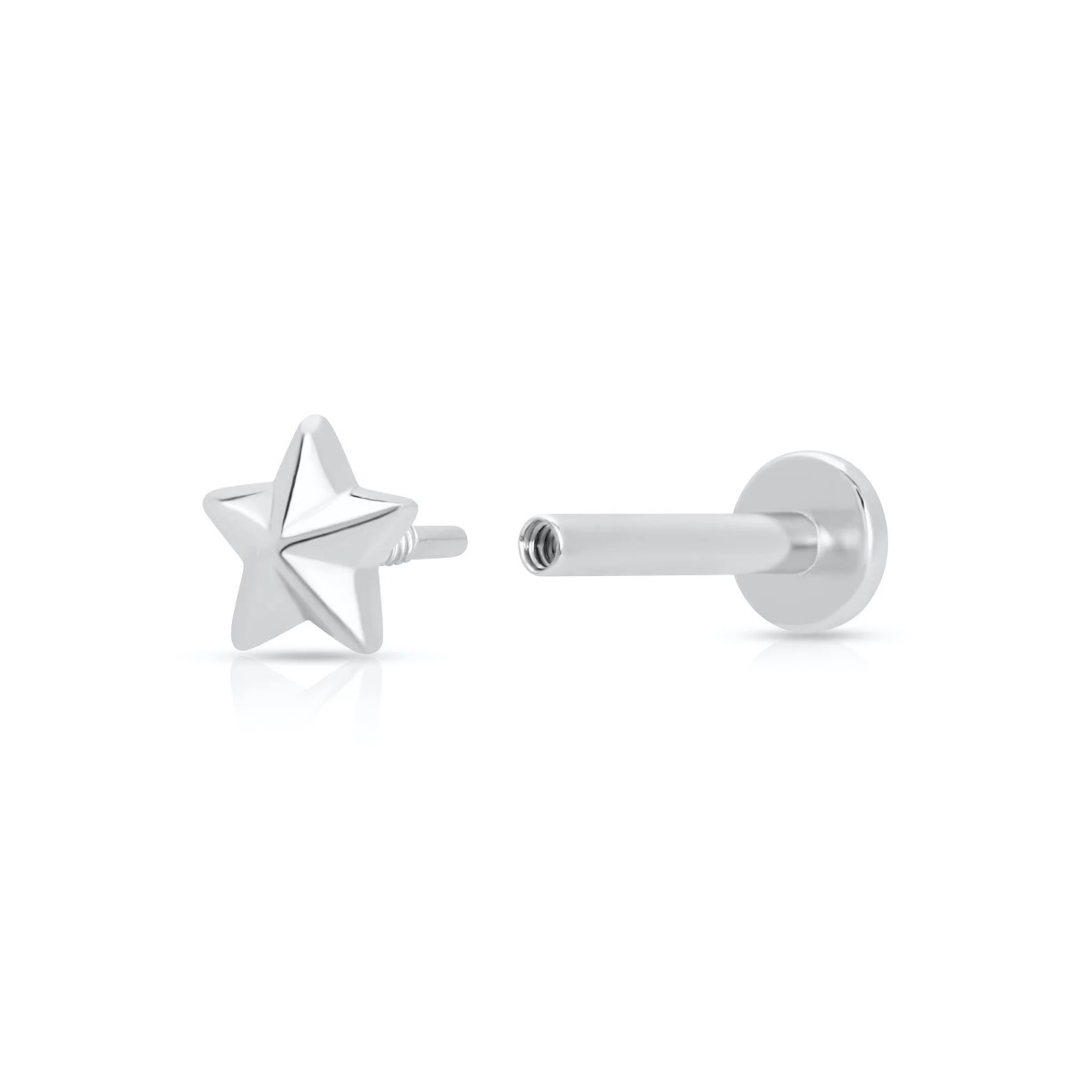 Scream Pretty Faceted Star Single Flat Back Earring - Silver