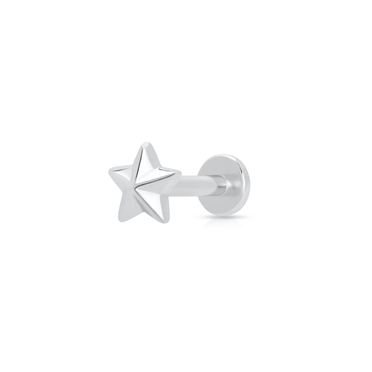 Scream Pretty Faceted Star Single Flat Back Earring - Silver