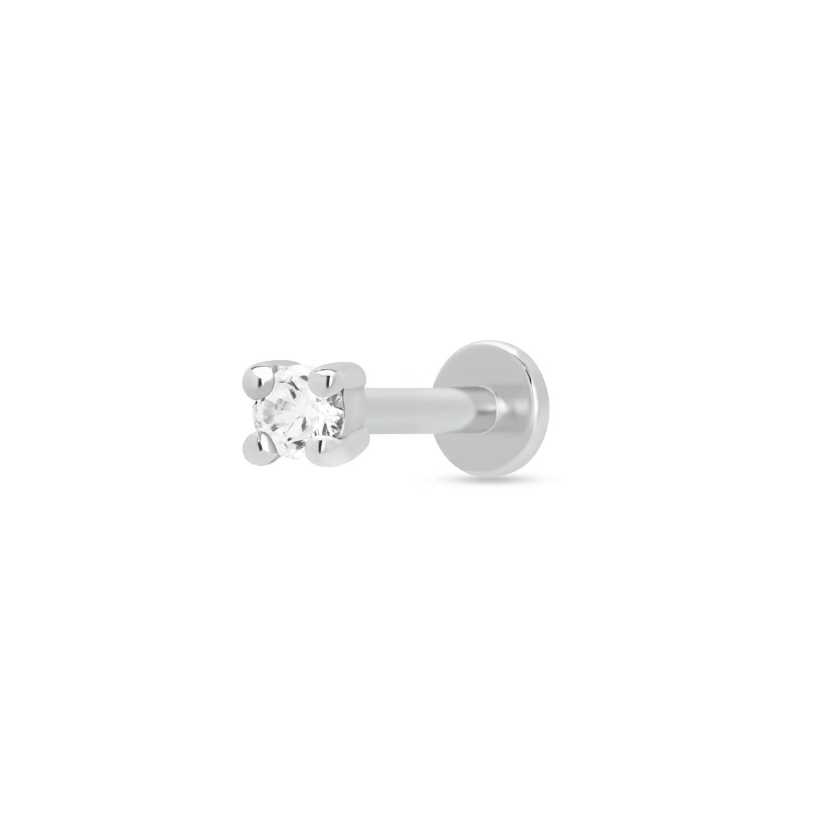 Scream Pretty Clear Stone Single Flat Back Earring - Silver