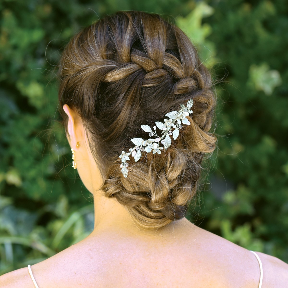 Ivory & Co Silver Poppy Crystal Enamelled Flower Sprig Clip
