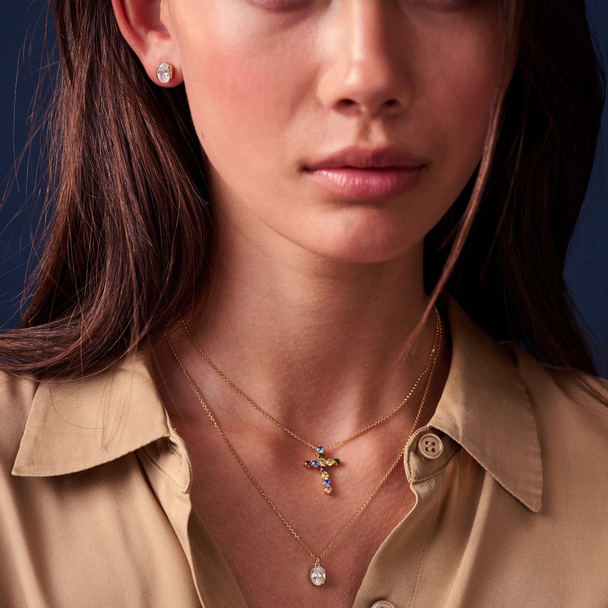 Sif Jakobs Ellisse Carezza Earrings 18k Gold Plated with White CZ - SJ-E2350-CZ-YG