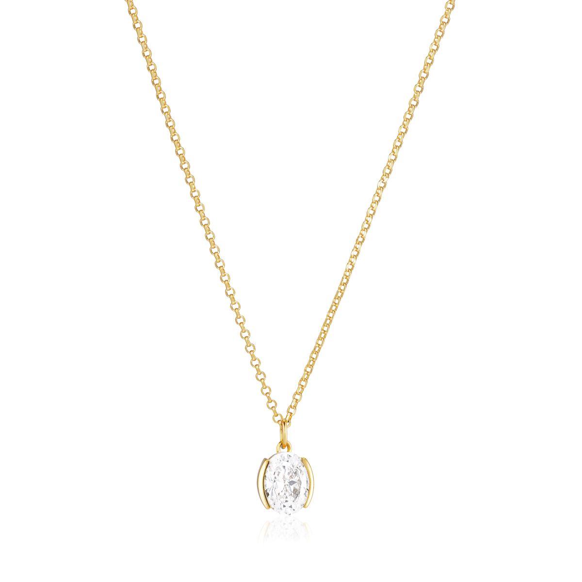 Sif Jakobs Ellisse Carezza Necklace 18k Gold Plated White CZ - SJ-N2353-CZ-YG