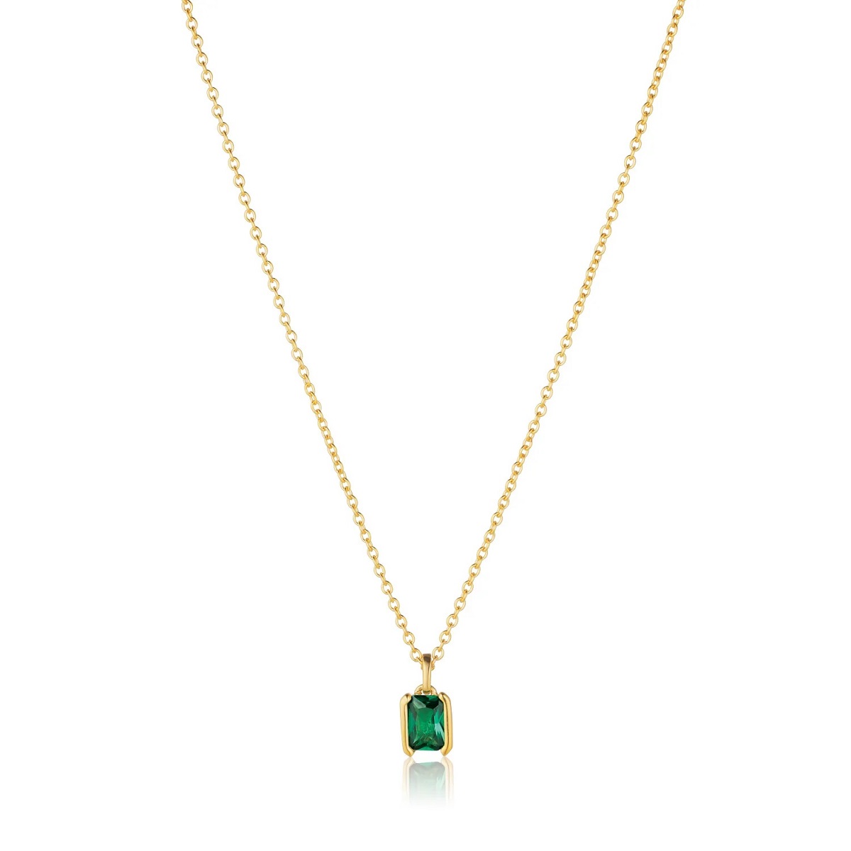Sif Jakobs Roccanova Piccolo Necklace - Gold Plated with Green Zirconia SJ-N42260-GCZ-YG