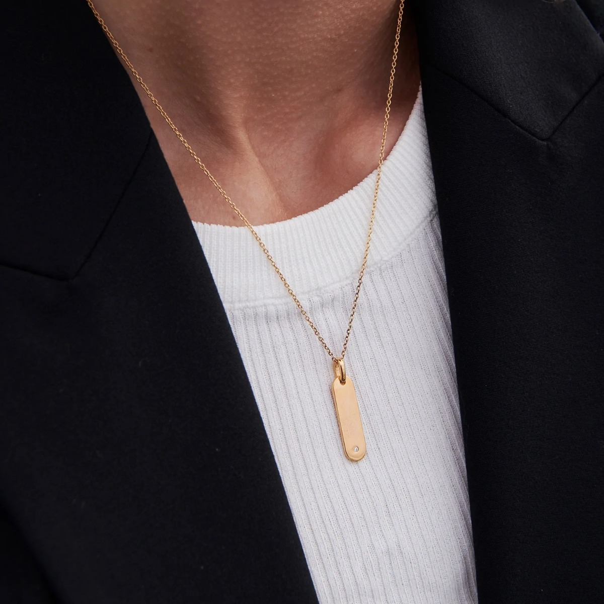 Sif Jakobs Follina Lungo Grande Necklace - Gold with White Zirconia