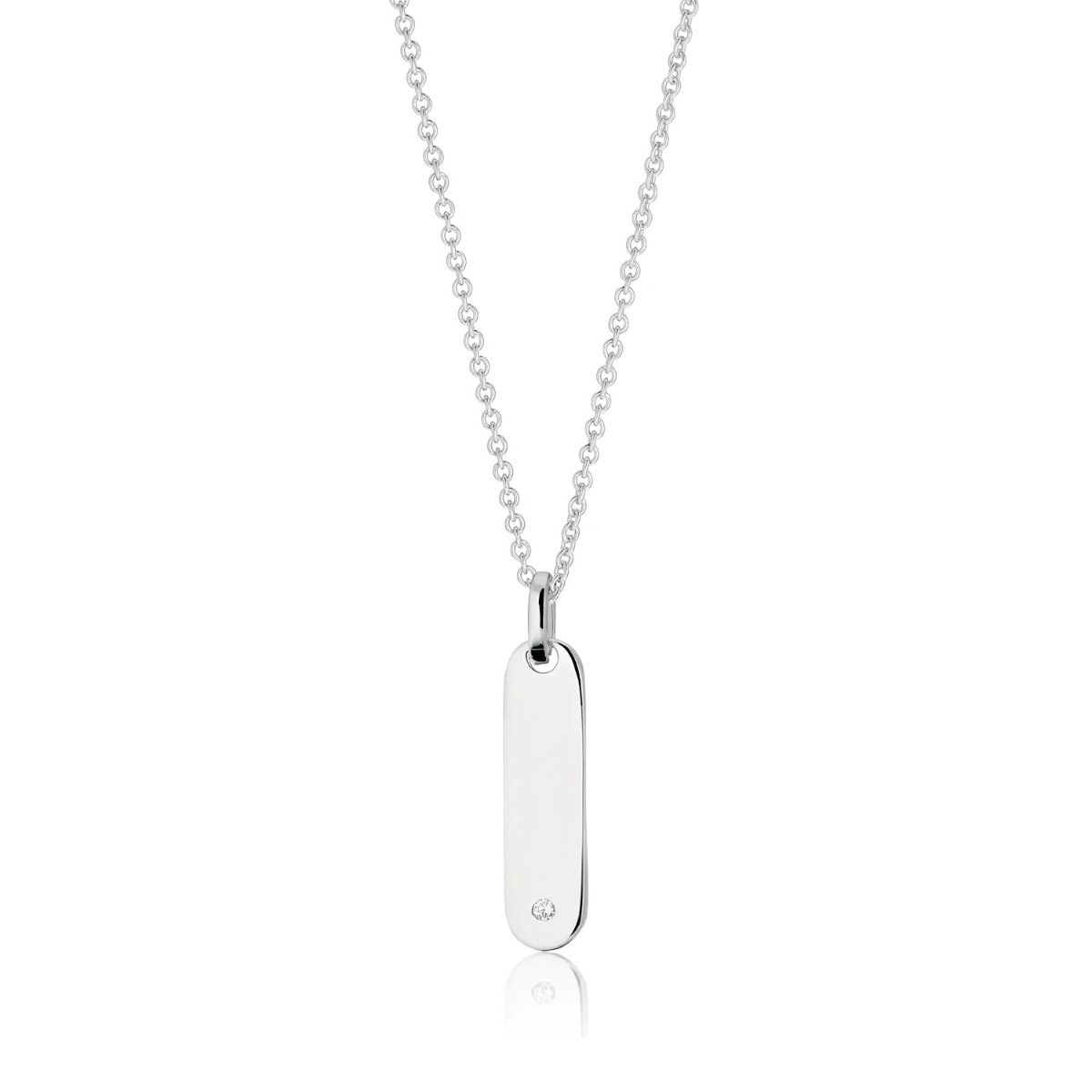 Sif Jakobs Follina Lungo Grande Necklace - Silver with White Zirconia