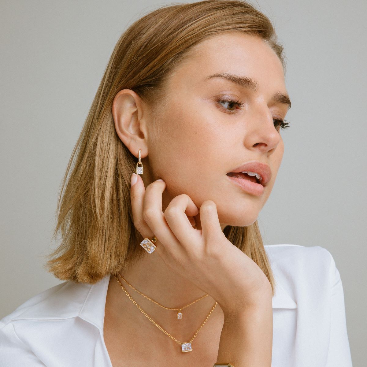 Sif Jakobs Roccanova Piccolo Necklace - Gold with White Zirconia