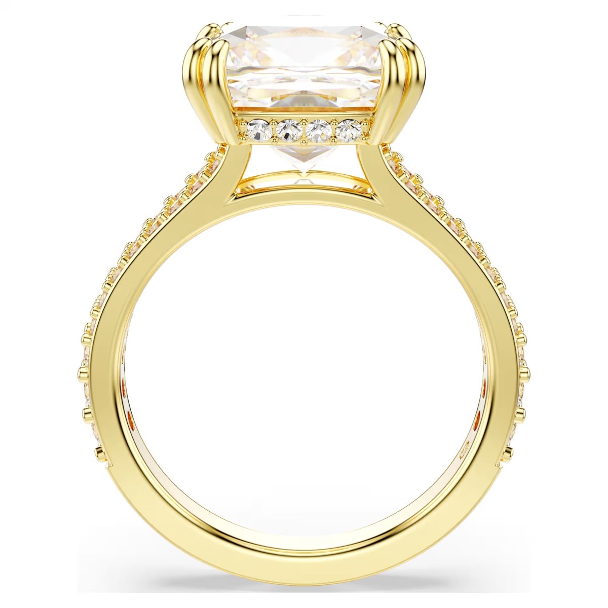 Swarovski Stilla Square Cocktail Ring - White with Gold Tone Plating 