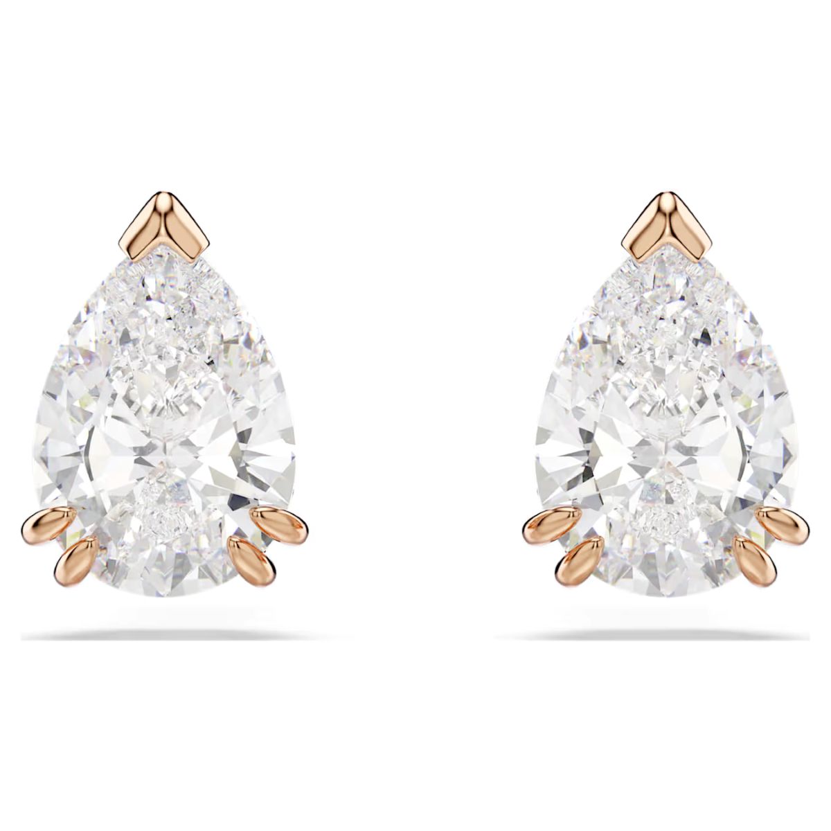Swarovski Stilla Stud Earrings Pear Cut - White with Rose Gold Tone Plating - 5734248
