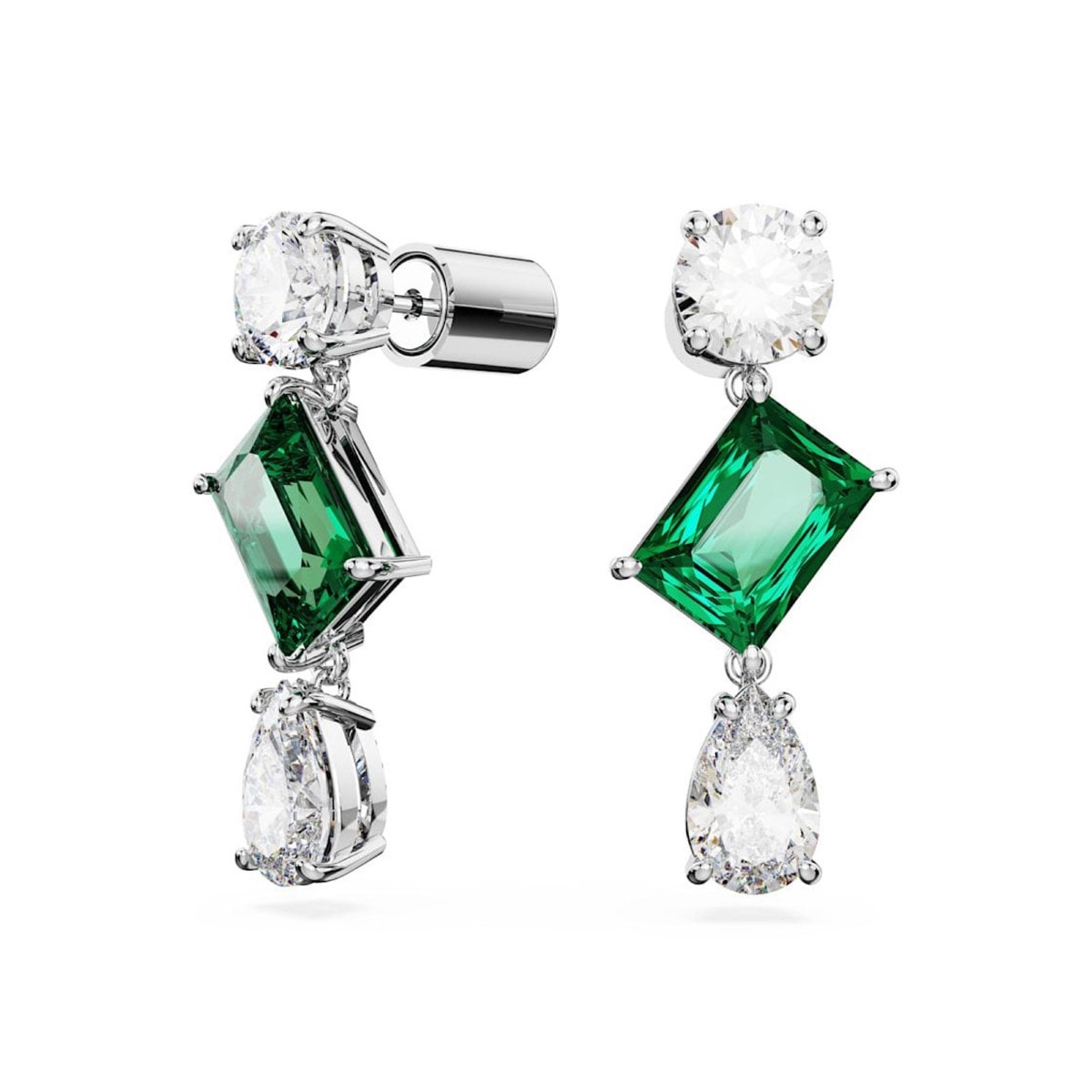 Swarovski Mesmera Mix Cut Drop Earrings - Green with Rhodium Plating 5665878