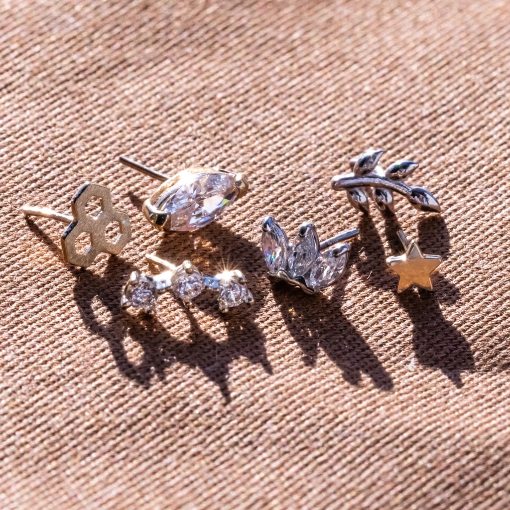 Tish Lyon 14ct White Gold Star Threadless Labret Single Earring TLPIN109-W