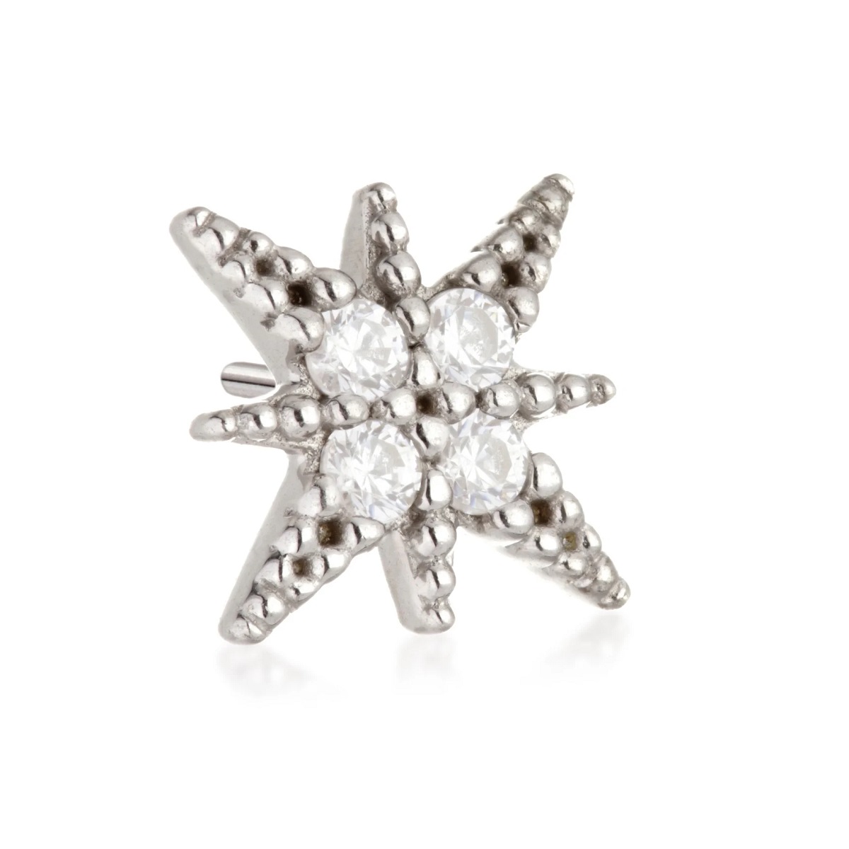 Tish Lyon 14ct White Gold Gem North Star Threadless Labret Single Earring