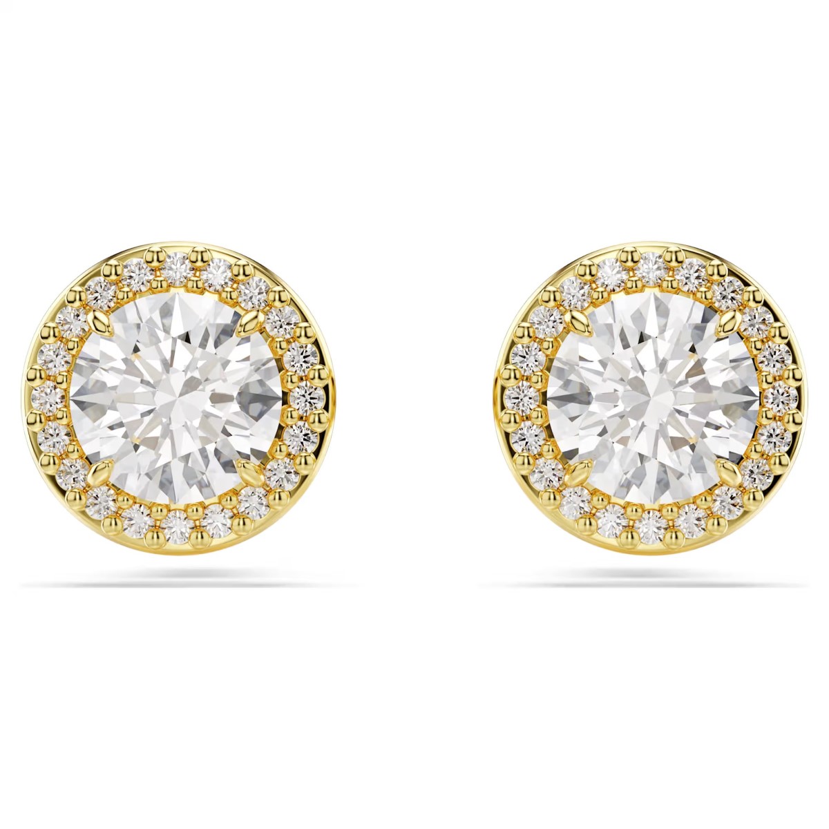 Swarovski Round Cut Una Stud Earrings - White with Rhodium Plating 5686637