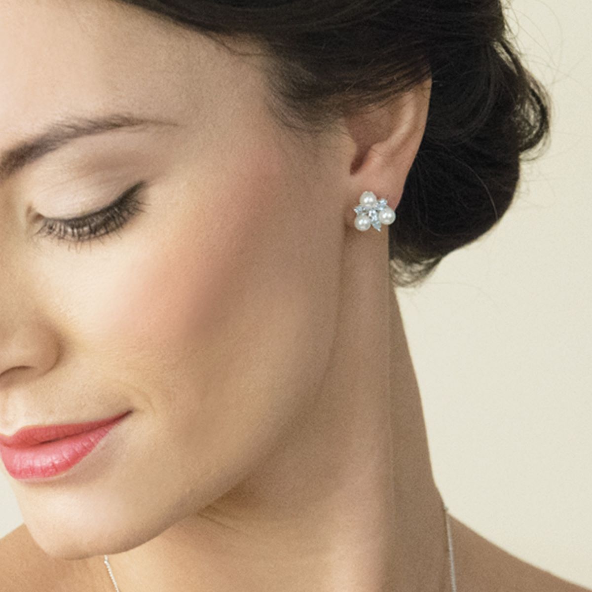 Ivory & Co Waterlily Pearl Crystal Stud Earrings - waterlilypearlearrings